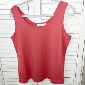 Chicos Easywear Tank Top Womens 2 US Large Salmon Scoop Slinky Knit Shell Casual